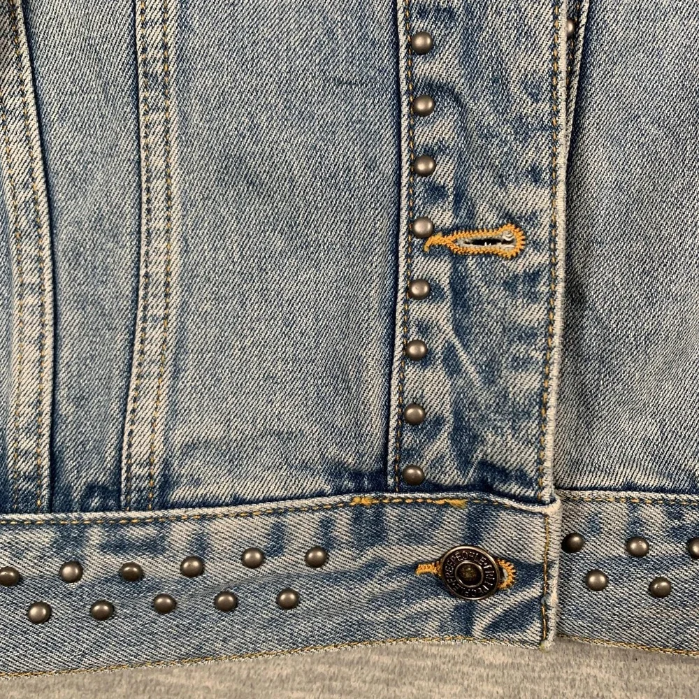 Free People Jacket Womens Small Blue Denim Studded‎ Distressed Jean Western Boho - Picture 4 of 13
